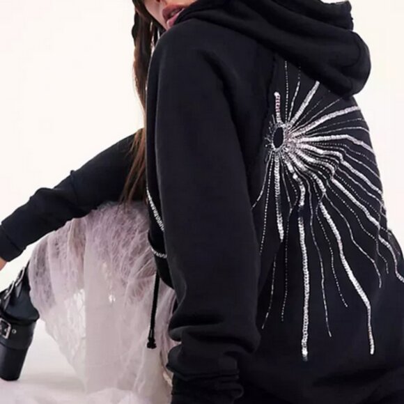 Free People We The Free In The Light Hoodie Oversized Black Jacket M